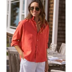 Frank & Eileen Eileen Linen Button Down Shirt Size L Summer Red Beach Chic